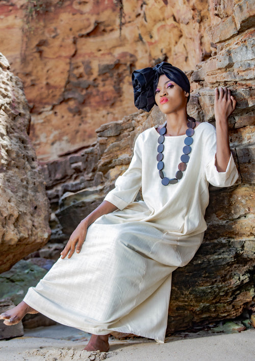 White Linen Maxi Dress | Ozoza Lifestyle